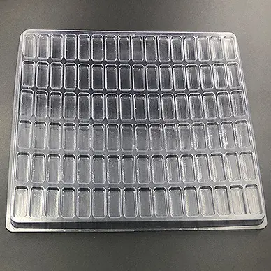 Plastic shipping tray with 1.56" cavities.