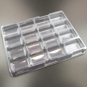 Plastic shipping tray with 3.25" cavity.