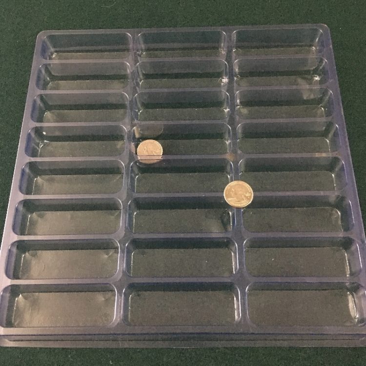 Rectangular Cavity Clear Plastic Trays - 3.3 X 1.06 X 1