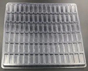 Plastic shipping tray with 1.56" cavities.