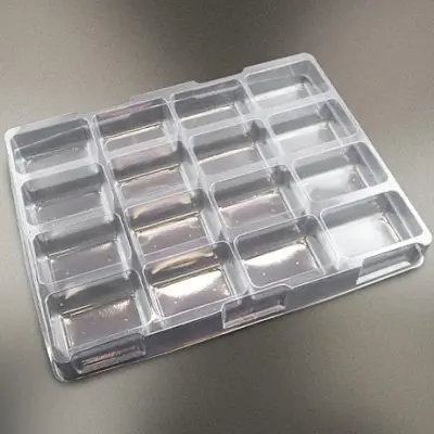 Plastic shipping tray with 3.25" cavity.