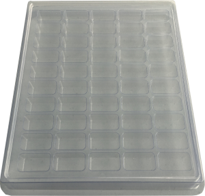 Lid shown on tray.