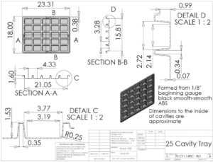 25 Cavity Tray Drawing